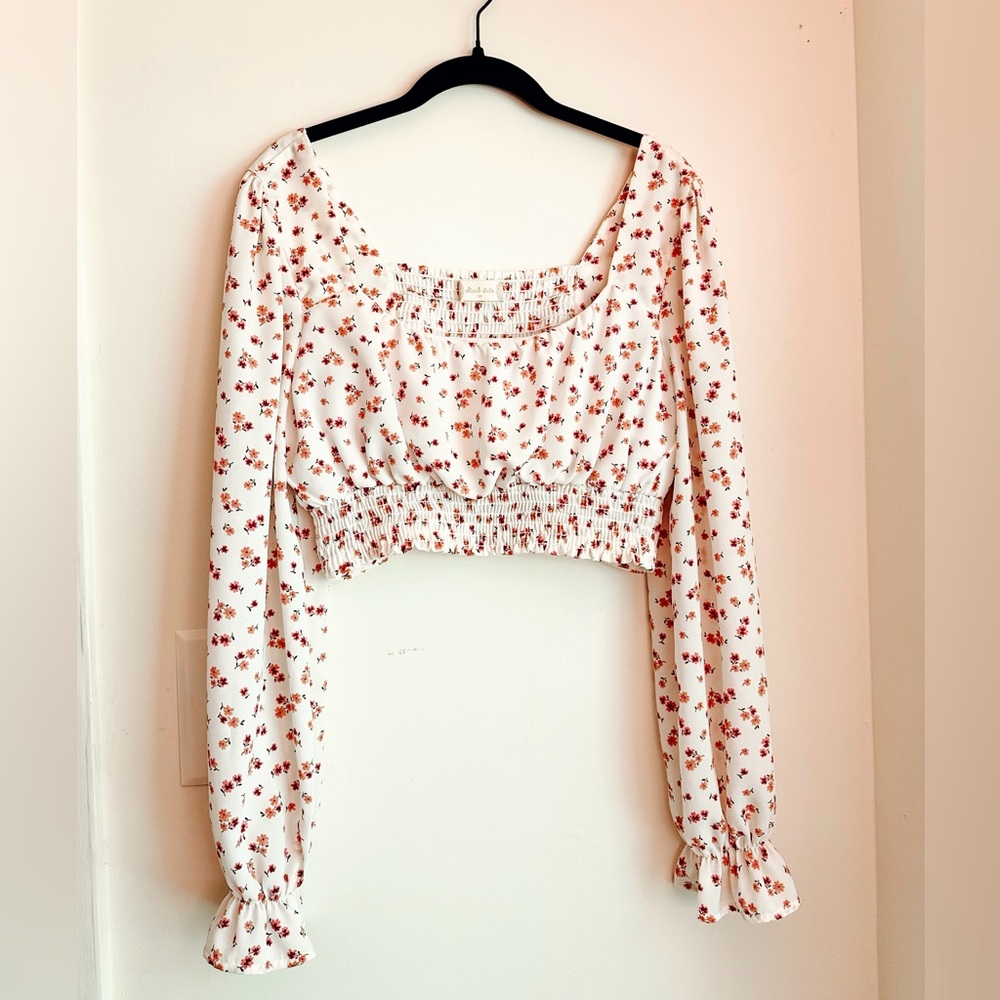 Altar’d State Floral Long Sleeve Crop Top